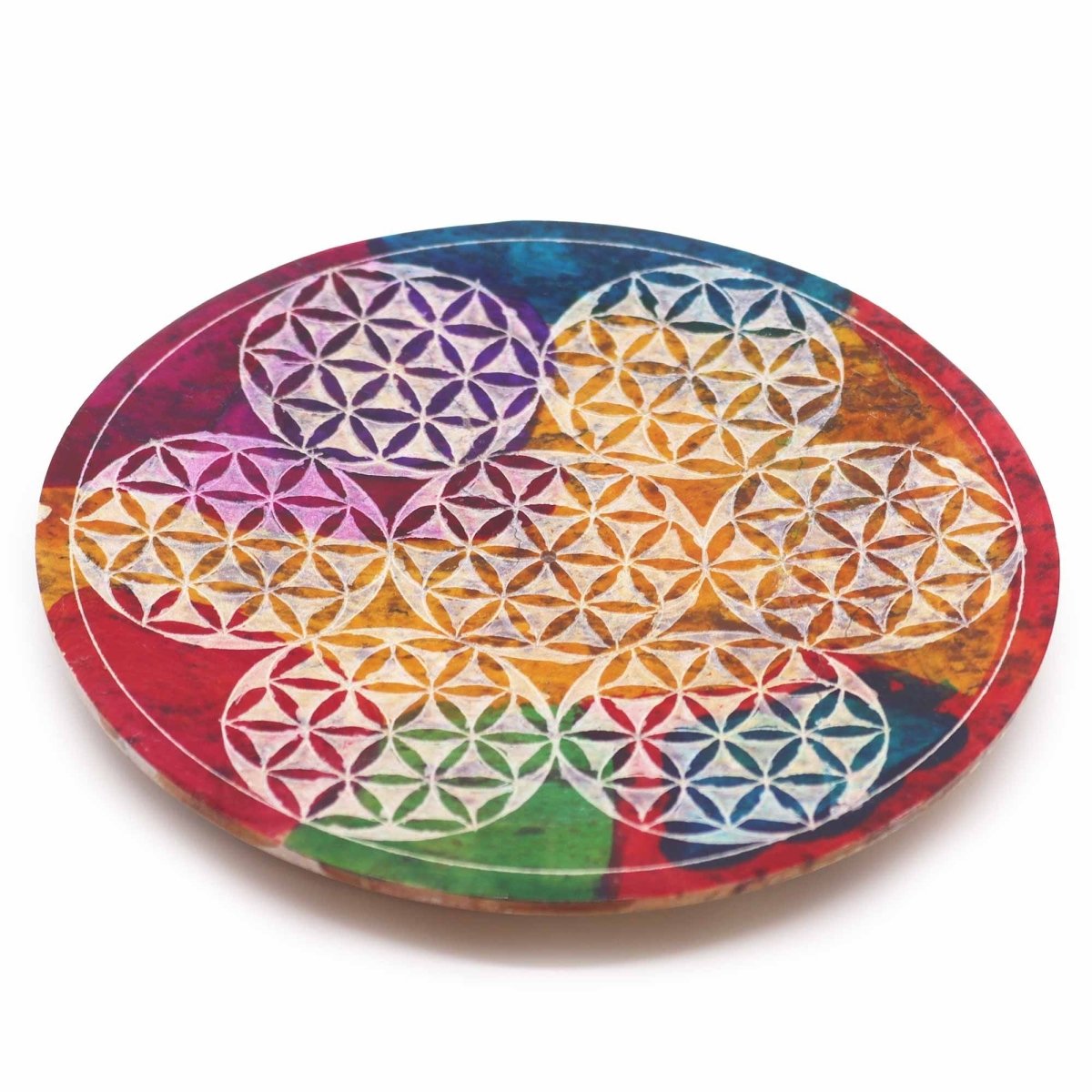 Soapstone Disc Incense Holder - 7 Flower of LifeSoapstone Incense HoldersHeart Notes