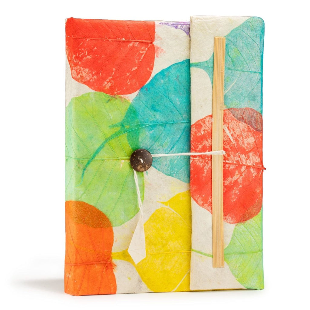 Lokta Colourful Leaves Notebook – Large (21x15cm) – 45 LeavesLokta Paper NotebooksHeart Notes