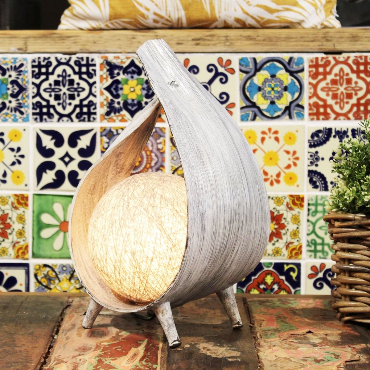 Natural Coconut Lamp - Greywash WrapoverNatural Coconut LampHeart Notes