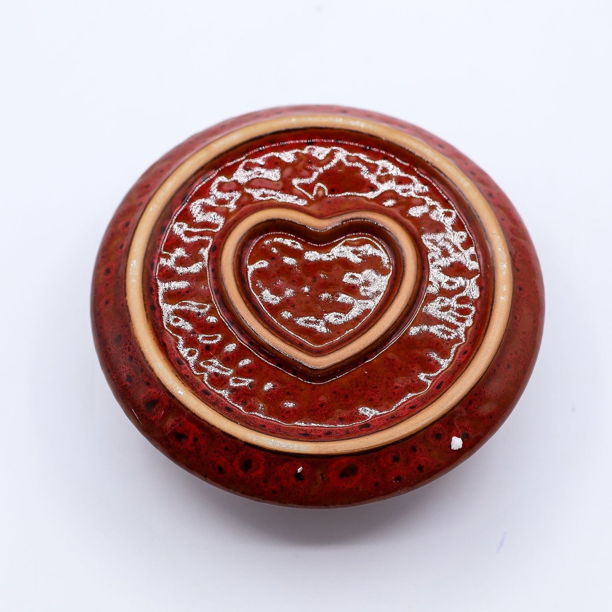 Palo Santo Stick & Smudge Holder - Mandala - Red with Heart GlossCeramic Palo Santo Stick & Smudge HolderHeart Notes
