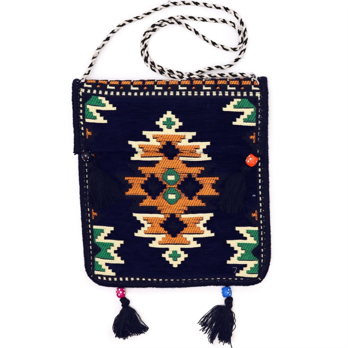 Dark Navy Kilim Messenger Festival BagKilim Messenger Festival BagHeart Notes