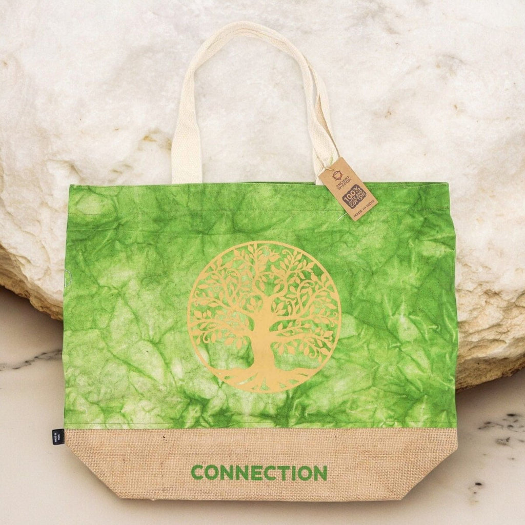 All Natural Bag - Green Stonewash - Tree of Life - ConnectionAll Natural BagHeart Notes