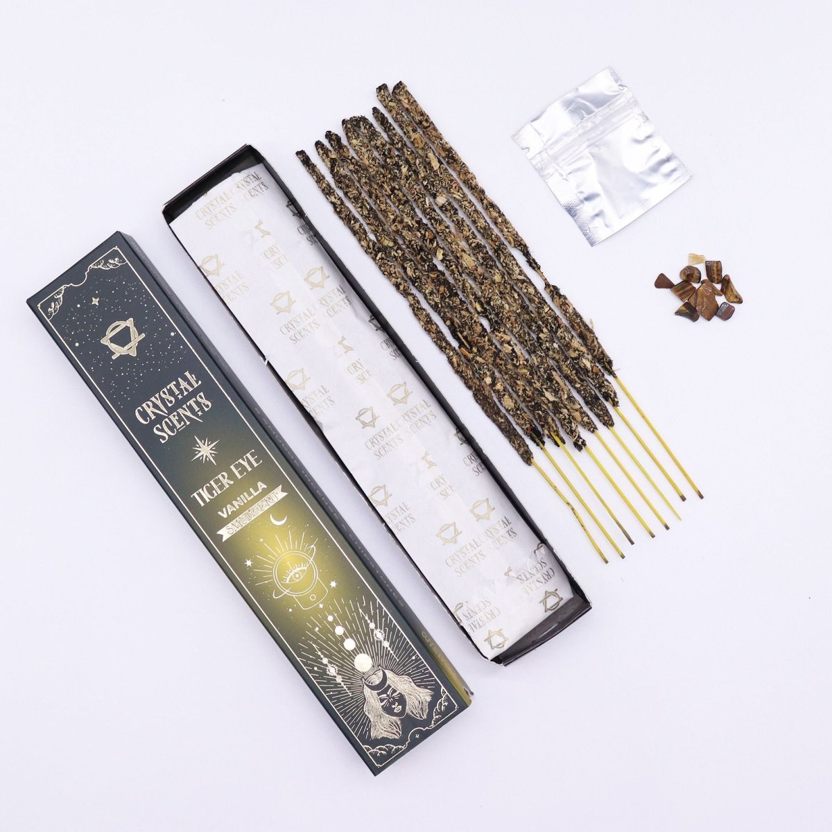 Tiger Eye Crystal Scents Smudge Incense - VanillaCrystal Scents Smudge IncenseHeart Notes