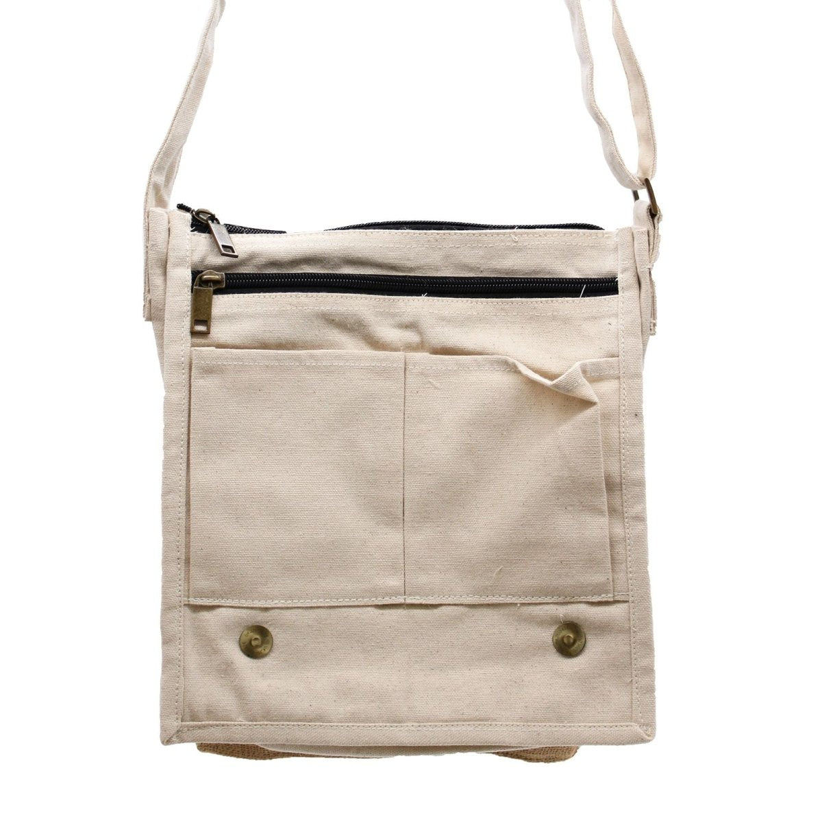 Cotton Canvas Messenger Bag - Natural and Soft JuteCotton Canvas Messenger BagHeart Notes