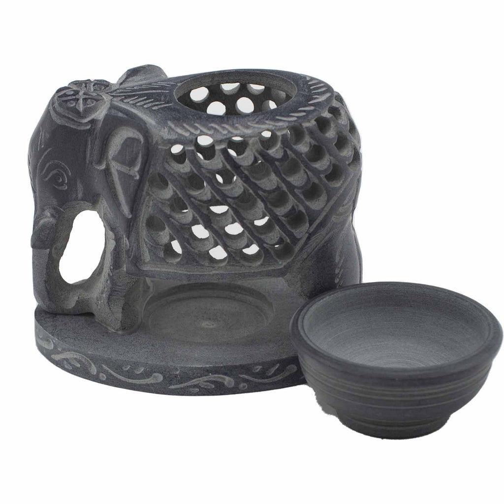 Soapstone Oil Burner 10.5cm - Standing ElephantSoapstone Oil BurnersHeart Notes