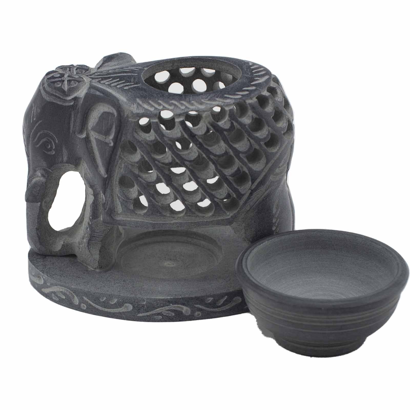 Soapstone Oil Burner 10.5cm - Standing ElephantSoapstone Oil BurnersHeart Notes