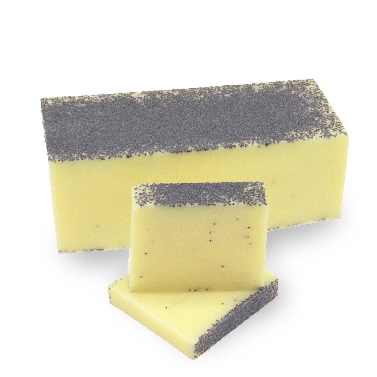 Lemon Poppy Soap Bar - Approx 100gWild & Natural Hand - Crafted Soap 1.3kg and SlicesHeart Notes