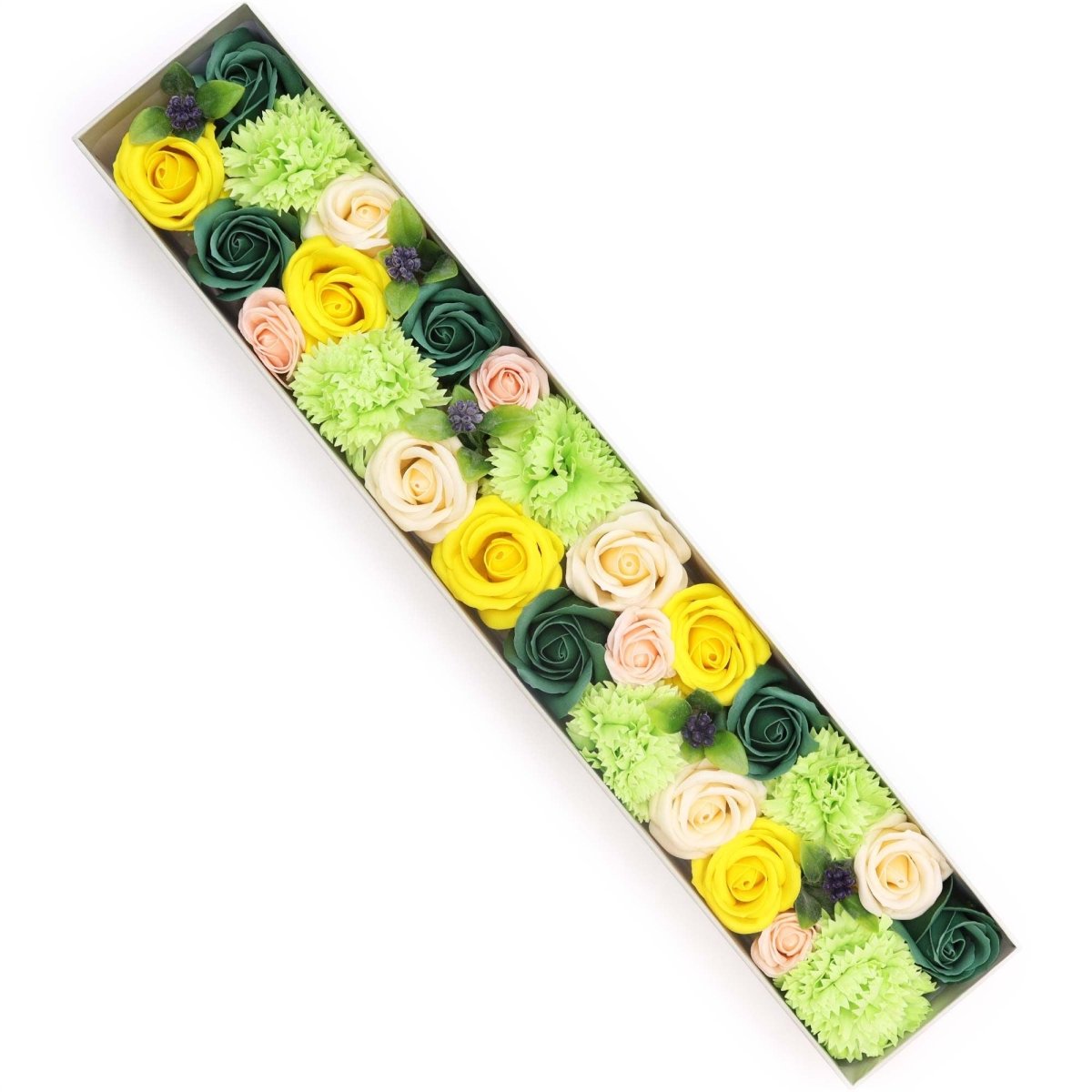 Extra Long Box - Spring Celibrations - Yellow & GreensSoap Flower Gift BoxesHeart Notes