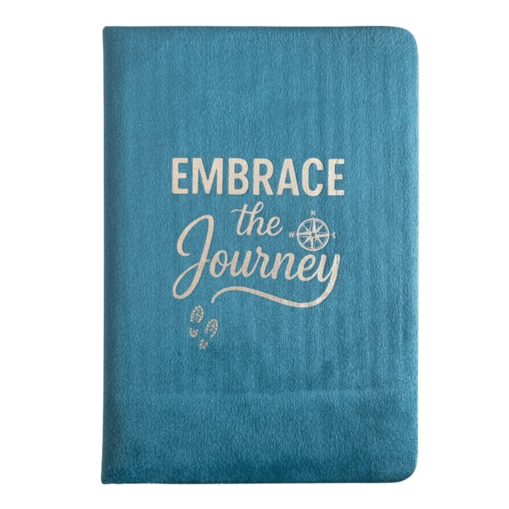 Light Blue Velvet Notebook - 80 pages - Embrace The JourneyWellness & Gratitude NotebooksHeart Notes