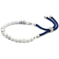 925 Silver Plated Gemstone Navy String Bracelet - White HowliteGemstones String BraceletsHeart Notes