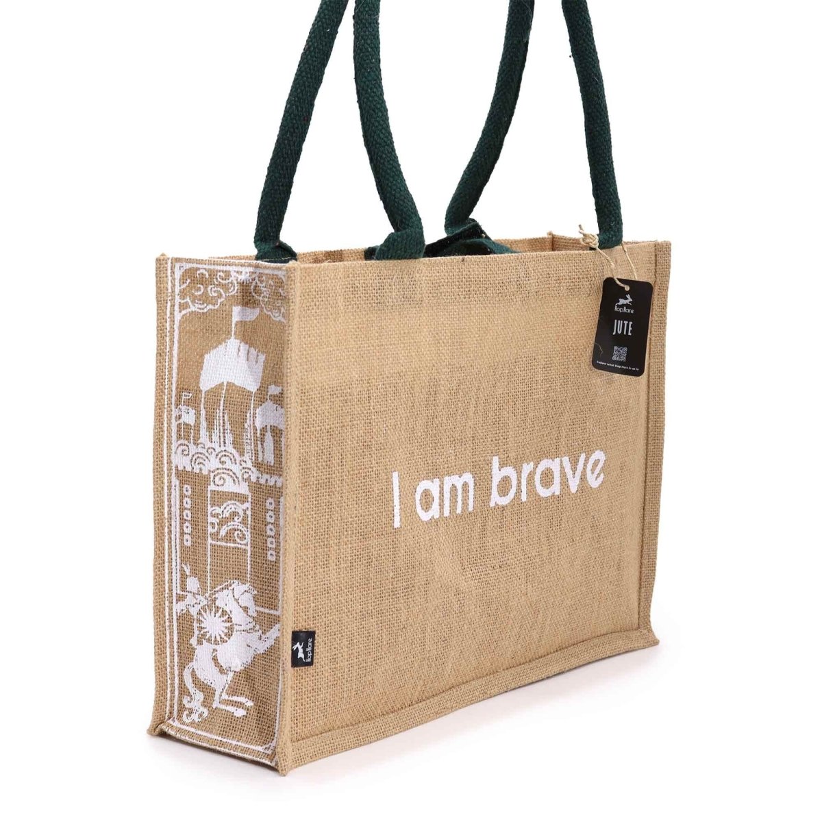 Hop Hare Jute Big Bag - I am BraveHop Hare Jute BagHeart Notes
