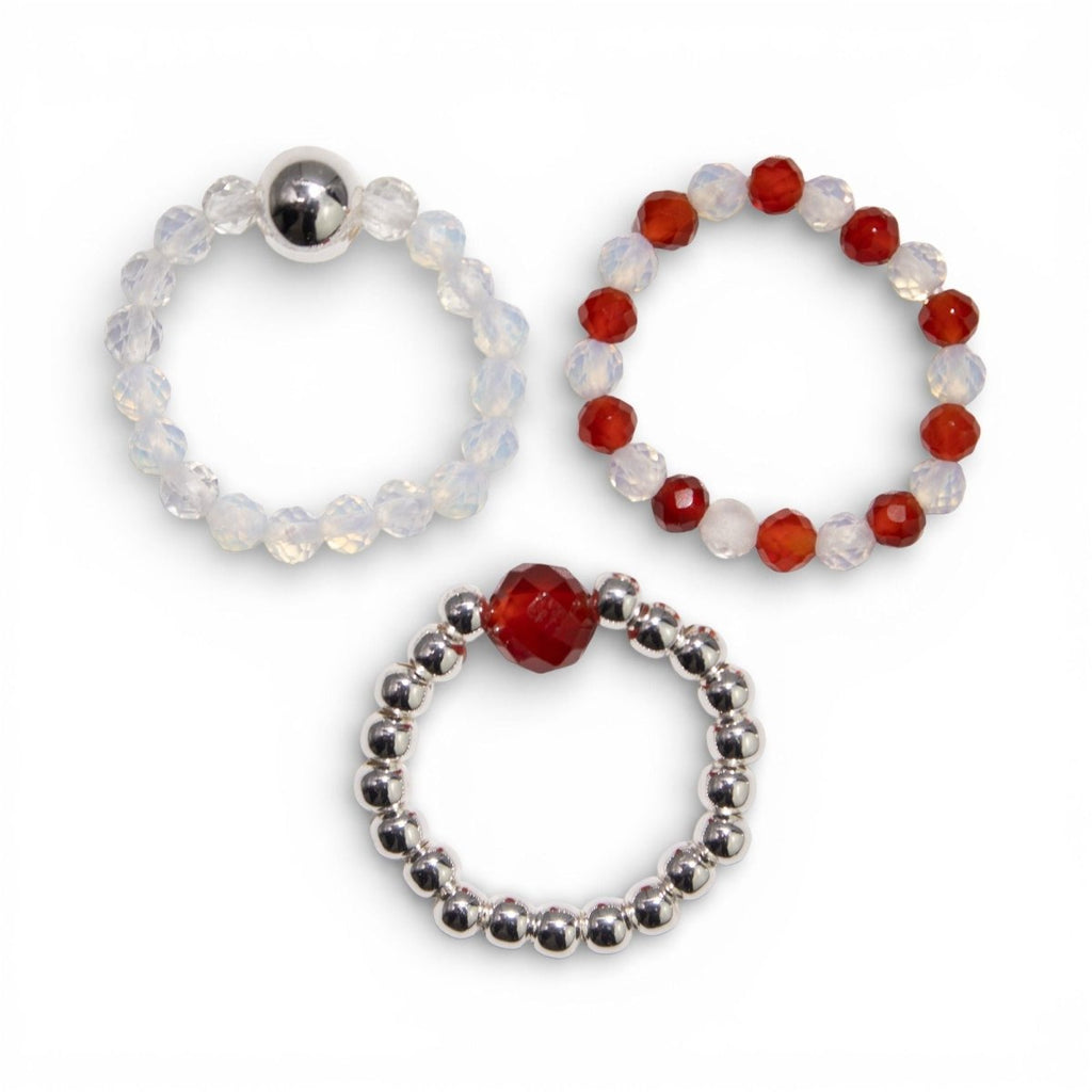 Nymph Spirit Gemstone Ring Set - Blood MoonNymph Nature Inspired Gemstone Ring SetsHeart Notes