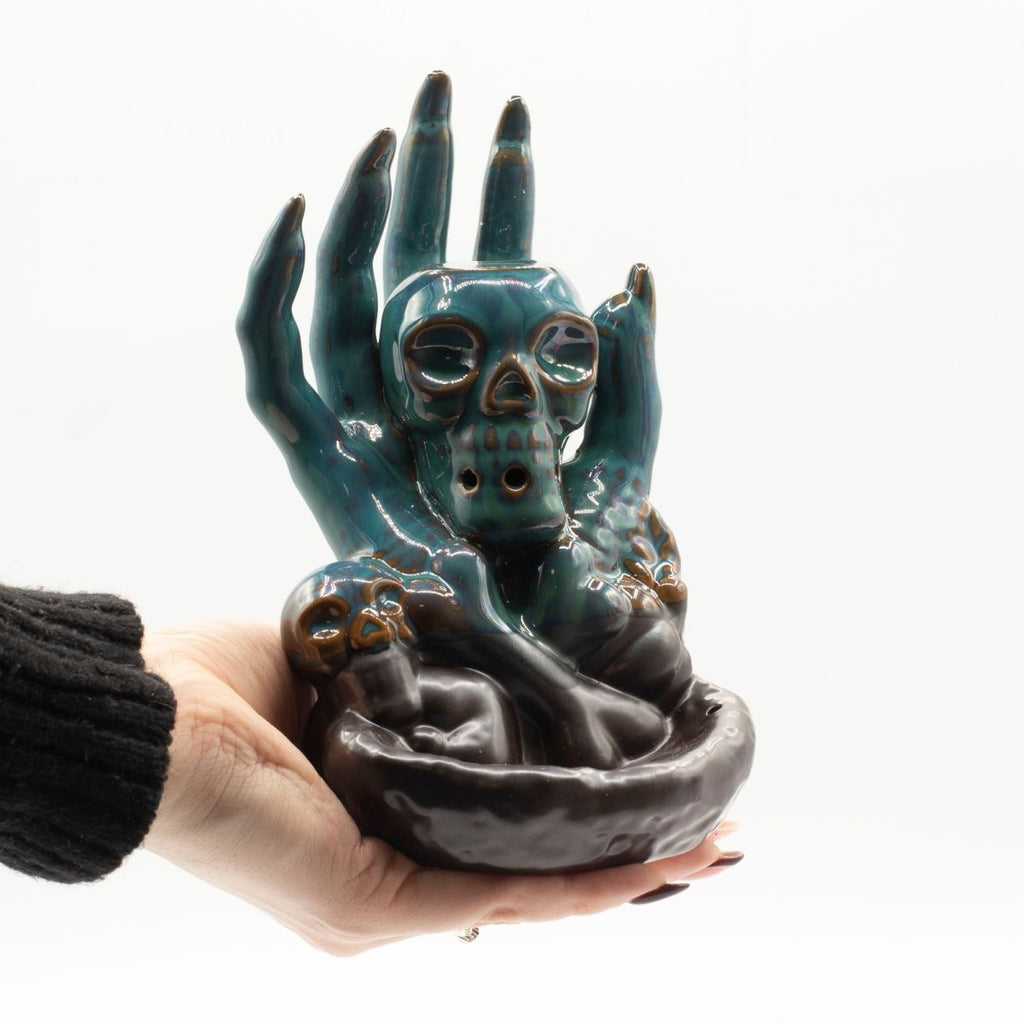 Backflow Incense Burner - Skull in HandBackflow Incense BurnerHeart Notes