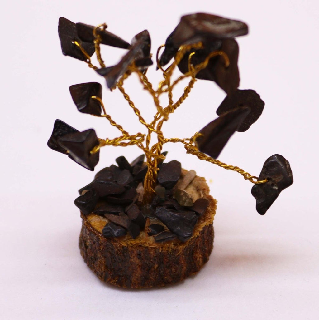 Mini Gemstone Tree On Wood Base - Black Agate (15 stones)Mini Gemstone TreesHeart Notes