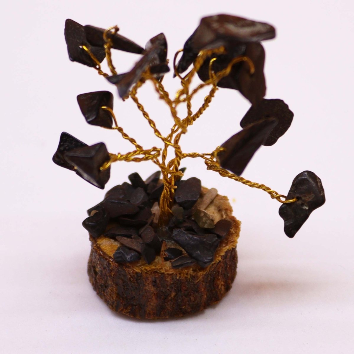 Mini Gemstone Tree On Wood Base - Black Agate (15 stones)Mini Gemstone TreesHeart Notes