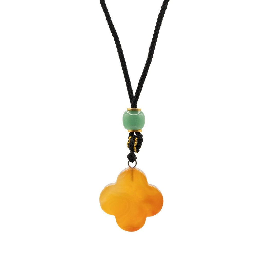 Cord Necklace Gemstone Pendant - Red Jade CloverCord Necklace Gemstone PendantsHeart Notes