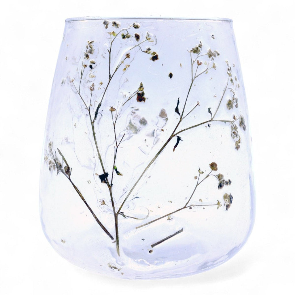 Natural Floral Glass - Vase Candle Holder - Margarita - (12x11cm)Natural Floral Glass Candle HoldersHeart Notes