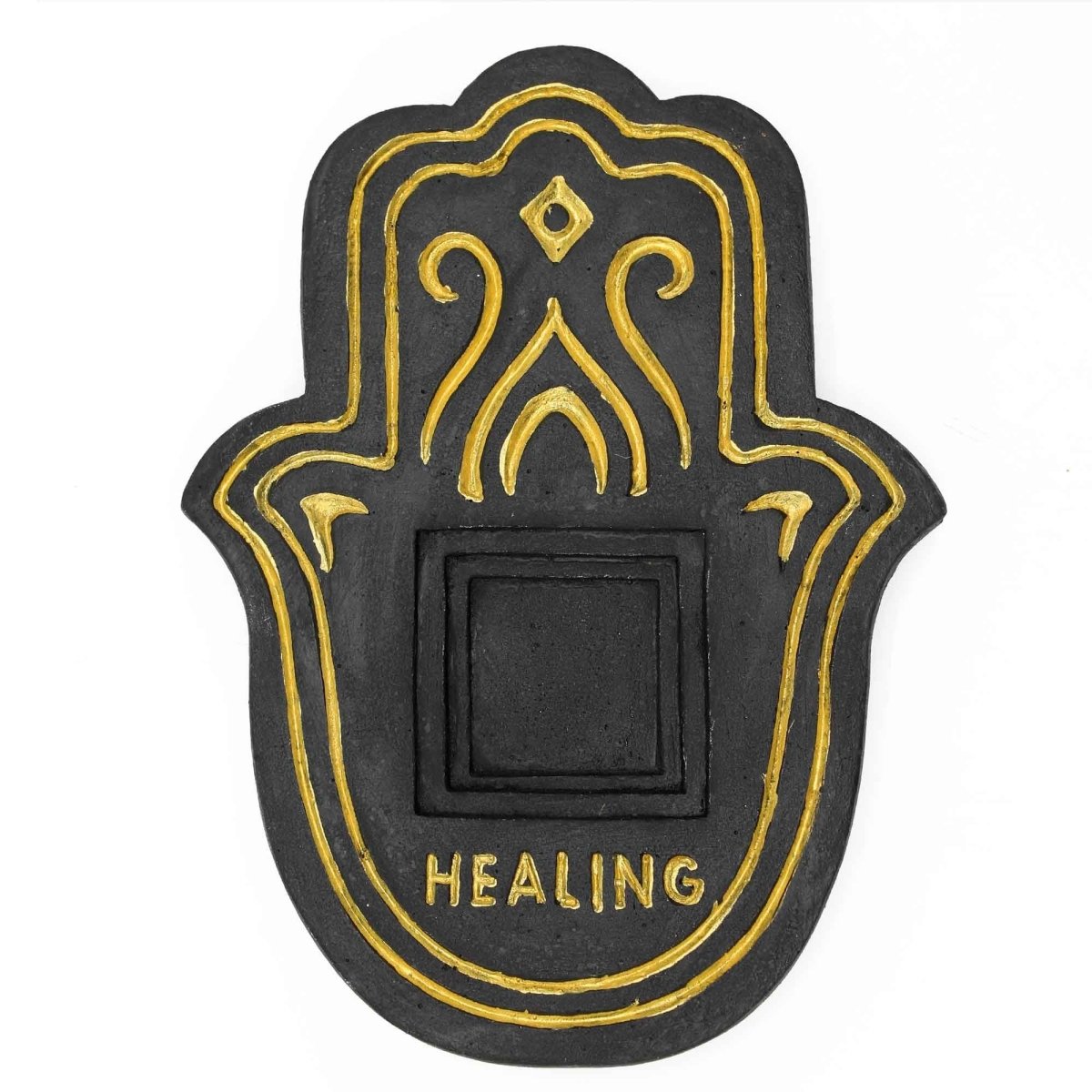 Healing Incense Plate - Black & Gold Lava - Stone EffectHealing Incense PlatesHeart Notes