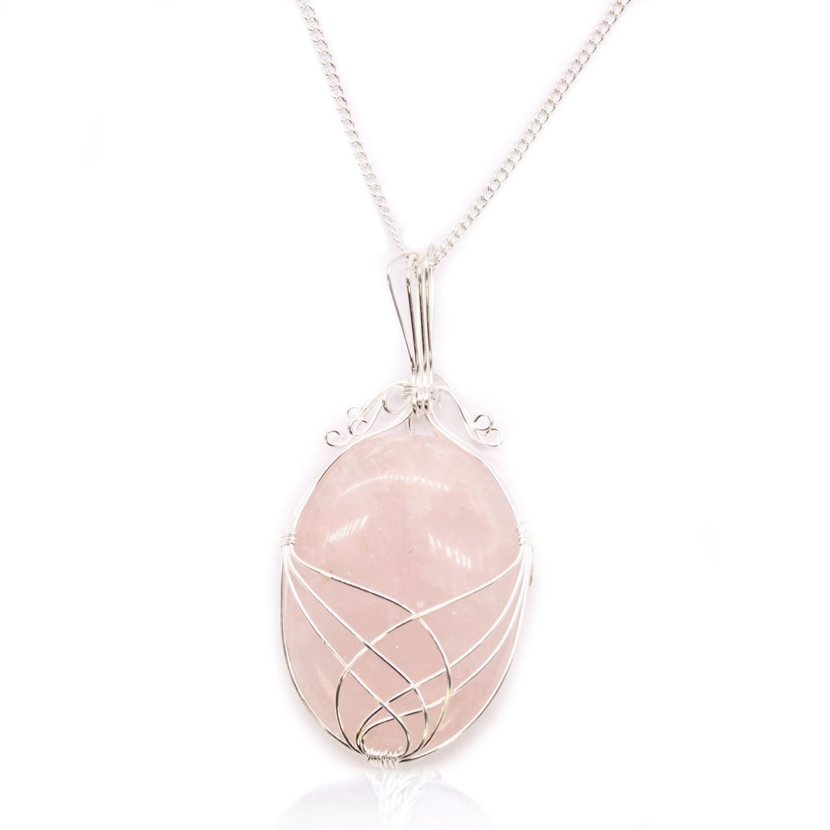 Swirl Wrapped Gemstone Necklace - Rose QuartzIndian Gemstone NecklacesHeart Notes