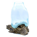 Large Molten Glass Vase - Terrarium Jar on WoodMolten Glass on WoodHeart Notes