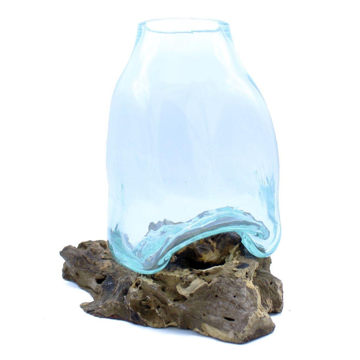Large Molten Glass Vase - Terrarium Jar on WoodMolten Glass on WoodHeart Notes