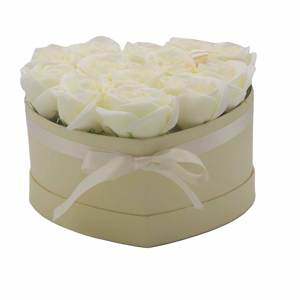 Soap Flower Gift Bouquet - 13 Cream Roses - HeartGift Soap Flower BouquetsHeart Notes