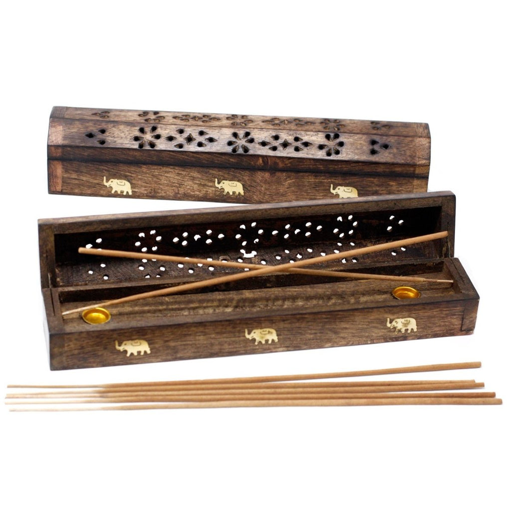 Smoke Boxes Natural Mango WoodIncense HoldersHeart Notes