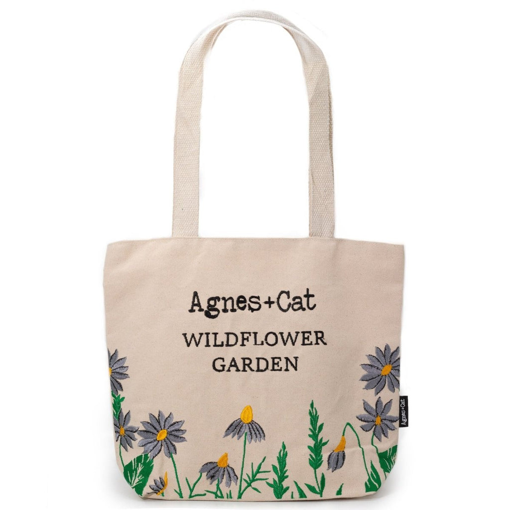 Agnes + Cat Wildflower Garden Tote Bag - Purple FlowersAgnes + Cat Embroidered Cotton BagsHeart Notes