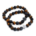 Set of 2 Gemstones Friendship Bracelets - Power - Tiger Eye & Black StoneGemstones Friendship BraceletsHeart Notes