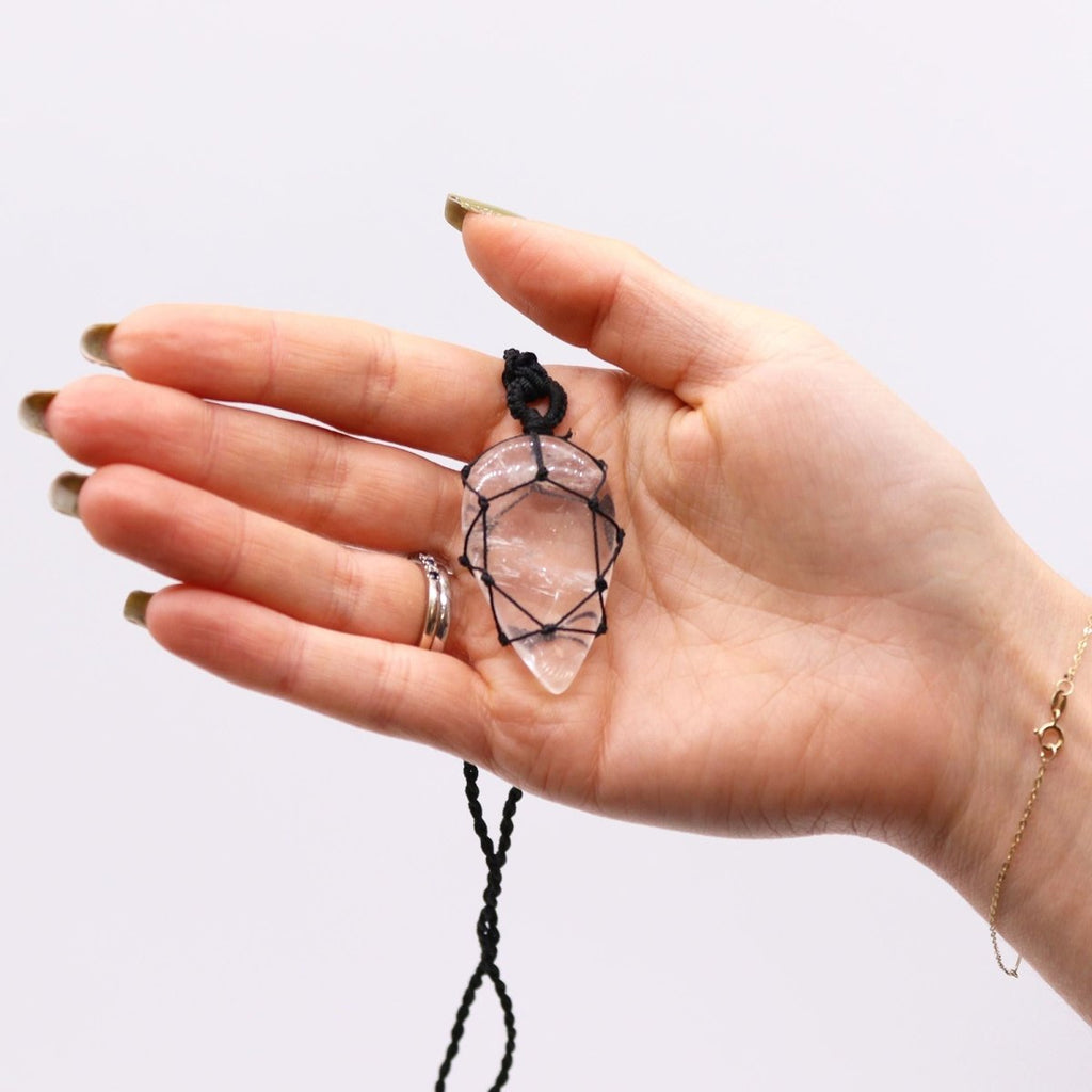 Laced Gemstone Teardrop Pendant - Rock QuartzLaced Gemstone PendantsHeart Notes