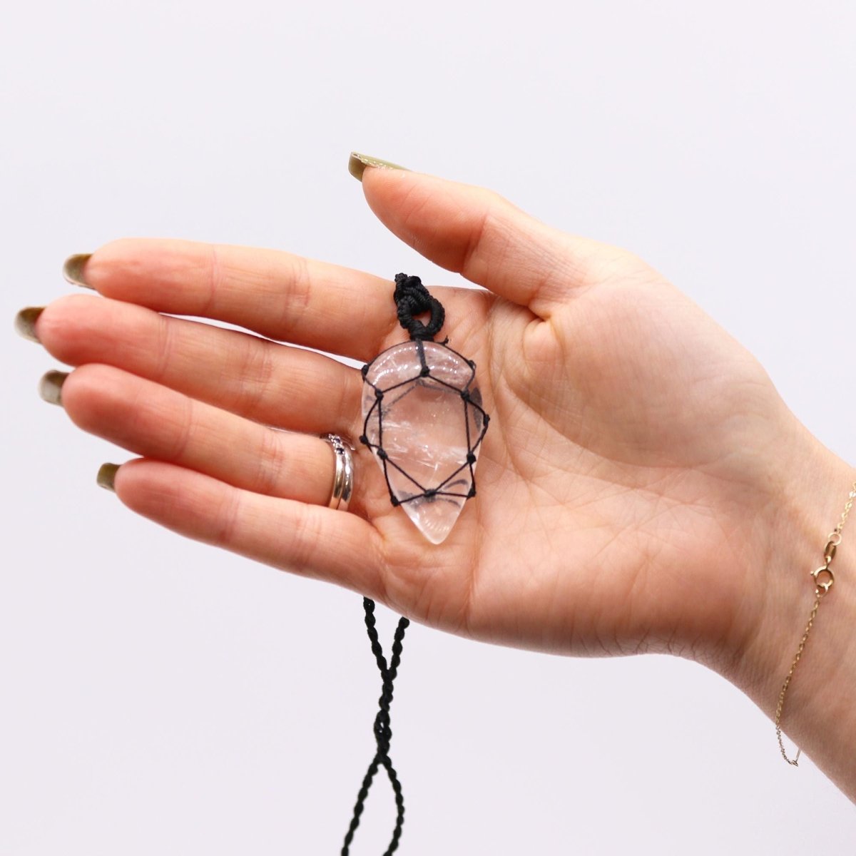 Laced Gemstone Teardrop Pendant - Rock QuartzLaced Gemstone PendantsHeart Notes