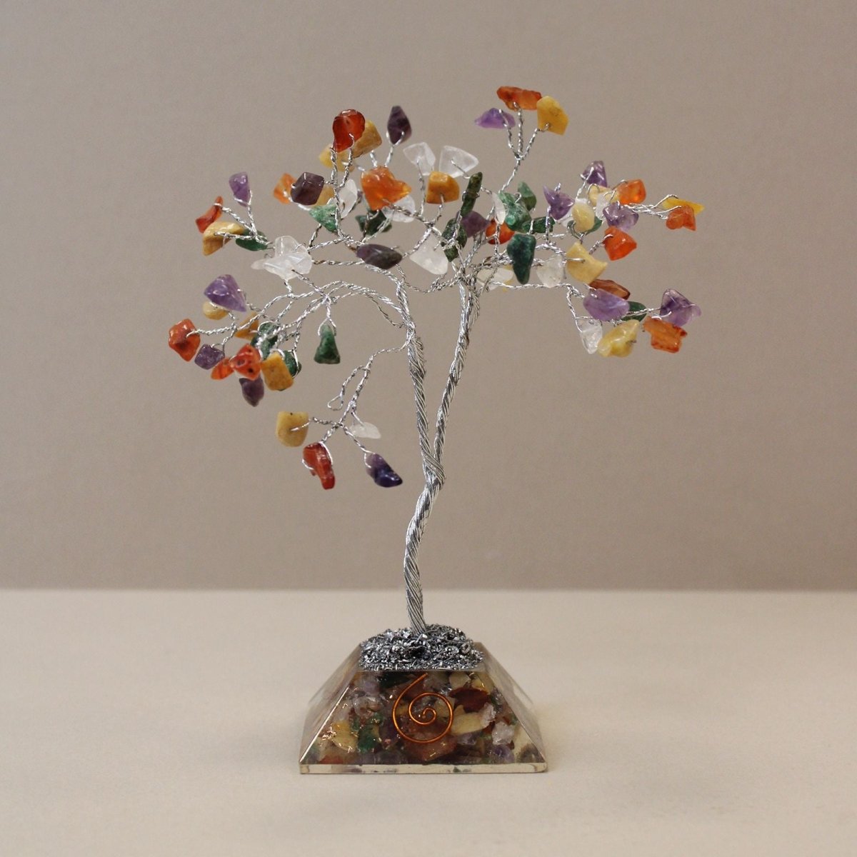 Gemstone Tree with Organite Base - 80 Stone - MultiGemstone Tree with Orgonite BaseHeart Notes