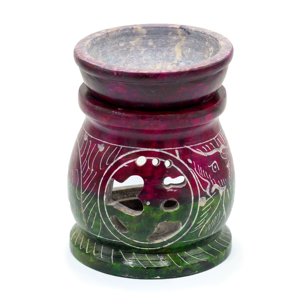 Small Coloured Soapstone Oil Burner 8cm - Om & ElephantSoapstone Oil BurnersHeart Notes