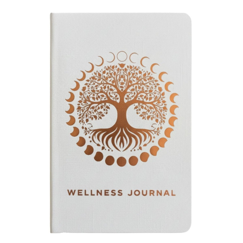 White Wellness Journal - 120 pages - Rose Gold Tree of LifeWellness & Gratitude NotebooksHeart Notes