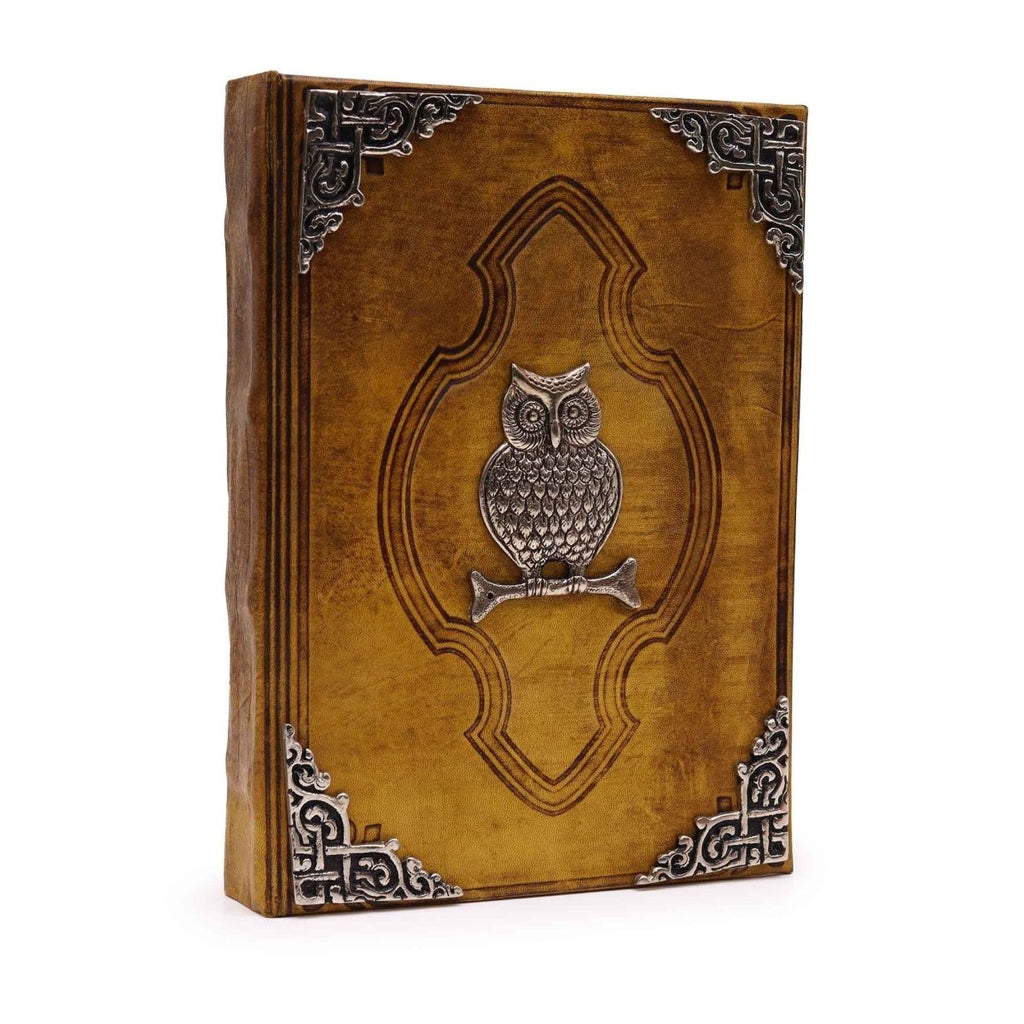 Hefty Coffee Tan Leather Journal – Zinc Owl Decor – 200 Deckle - Edge Pages – 26x18cmLeather Notebooks – Vintage Style JournalsHeart Notes