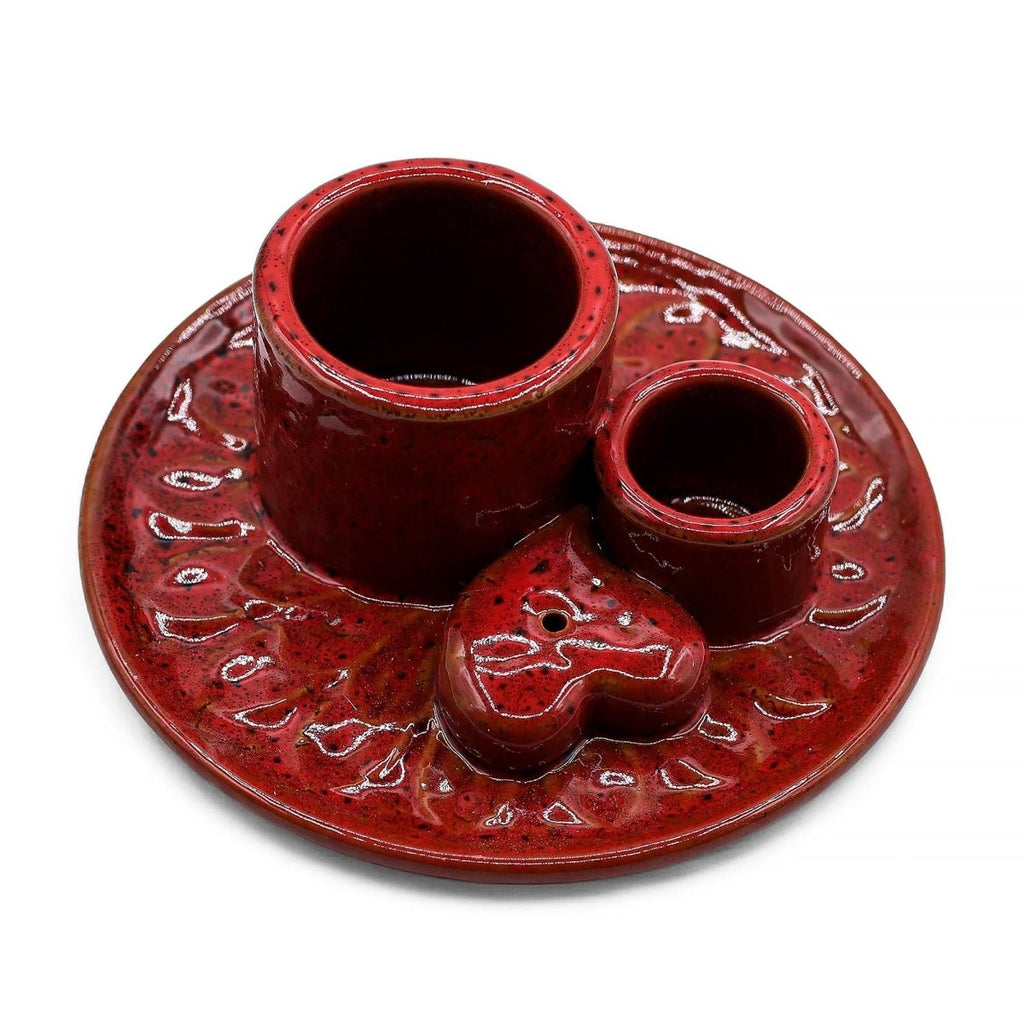 Palo Santo Stick & Smudge Holder - Mandala - Red with Heart GlossCeramic Palo Santo Stick & Smudge HolderHeart Notes