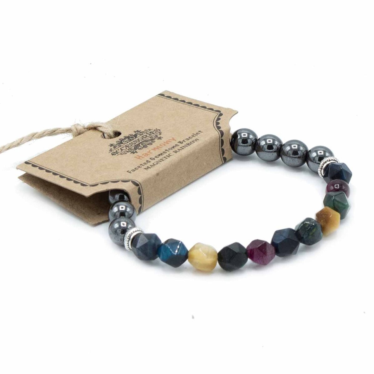 Faceted Gemstone Bracelet - Magnetic RainbowFaceted Gemstone BraceletsHeart Notes