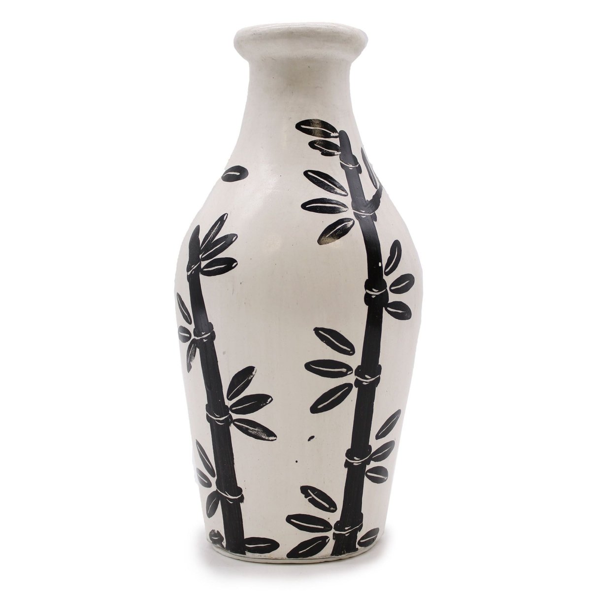 Bamboo Motif Shaped Vase - NaturalBalinese Ceramic VasesHeart Notes
