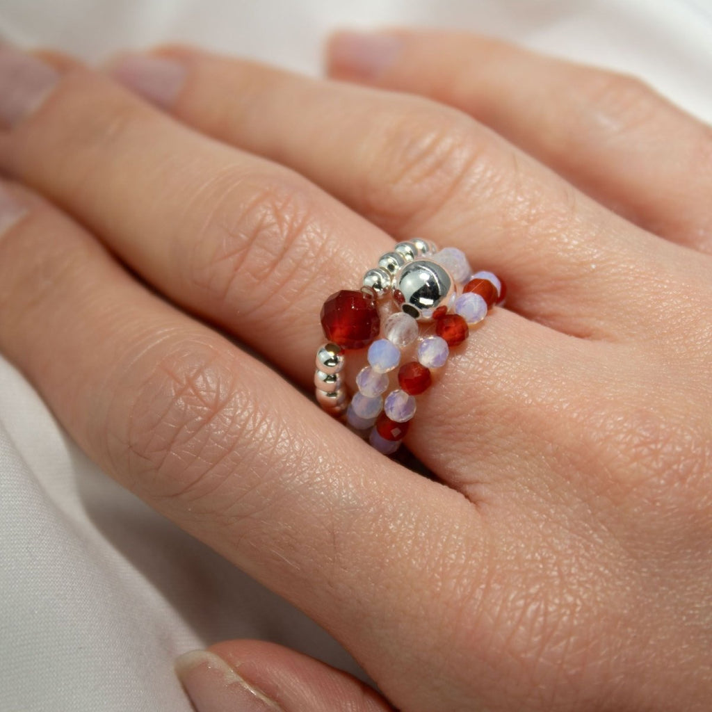 Nymph Spirit Gemstone Ring Set - Blood MoonNymph Nature Inspired Gemstone Ring SetsHeart Notes
