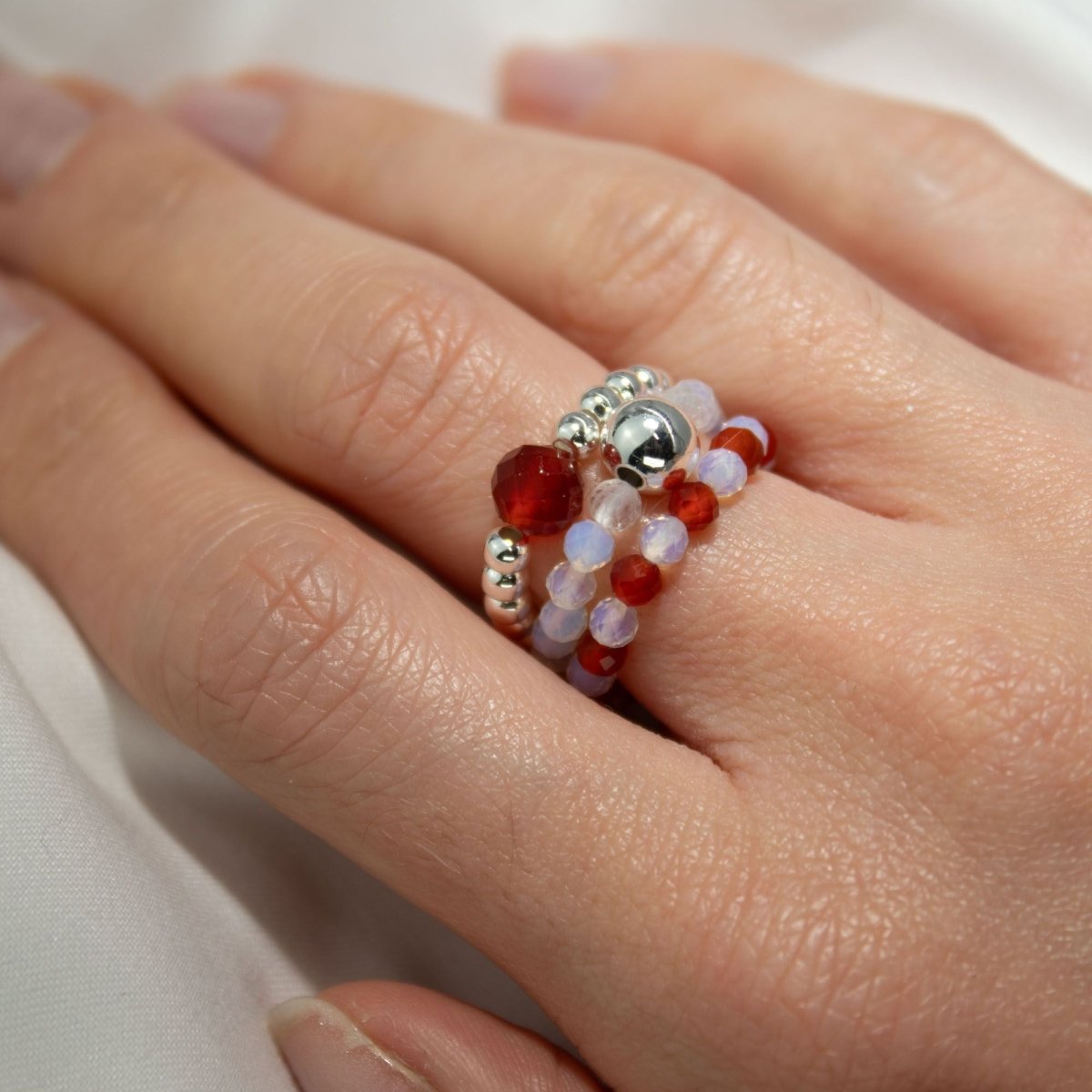 Nymph Spirit Gemstone Ring Set - Blood MoonNymph Nature Inspired Gemstone Ring SetsHeart Notes