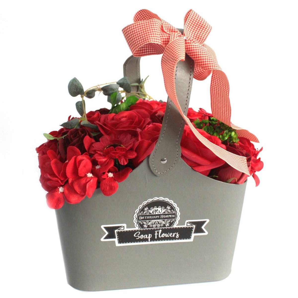 Basket Soap Flower Bouquet - RedSoap Flower BouquetsHeart Notes
