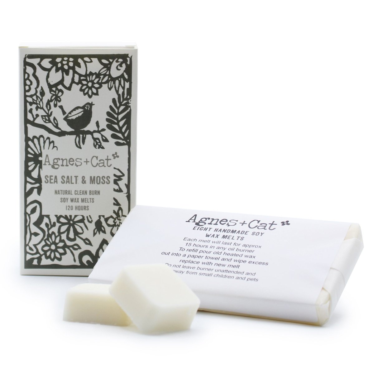 Agnes + Cat Box of 8 Wax Melts - Seasalt + MossAgnes + Cat Soy Wax MeltsHeart Notes