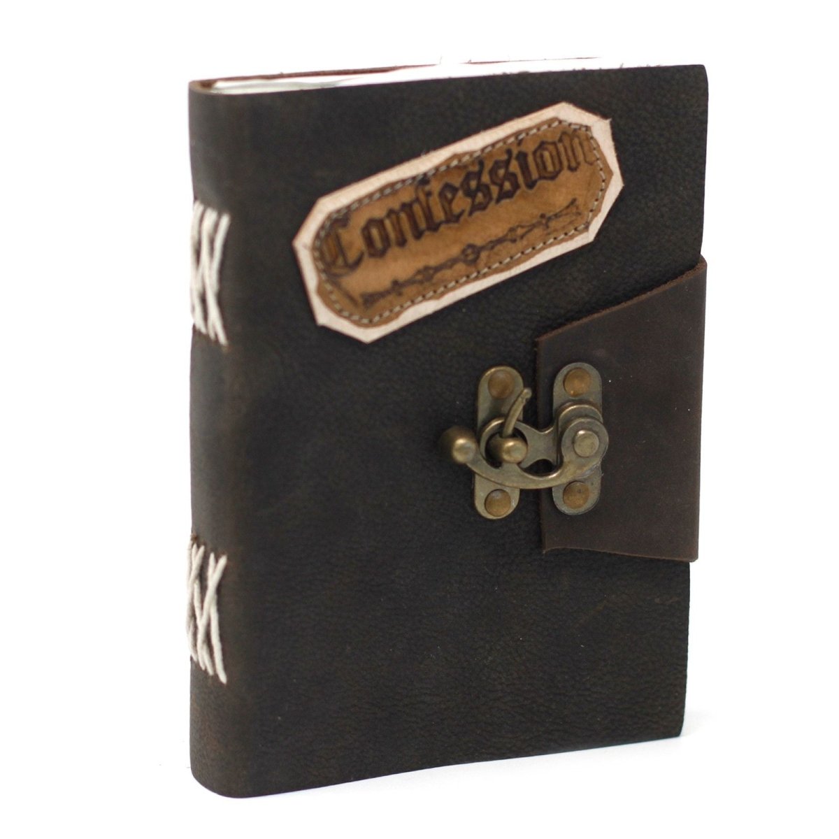 Leather Black Confessions with Lock Notebook (7x5")Leather Notebooks – Vintage Style JournalsHeart Notes