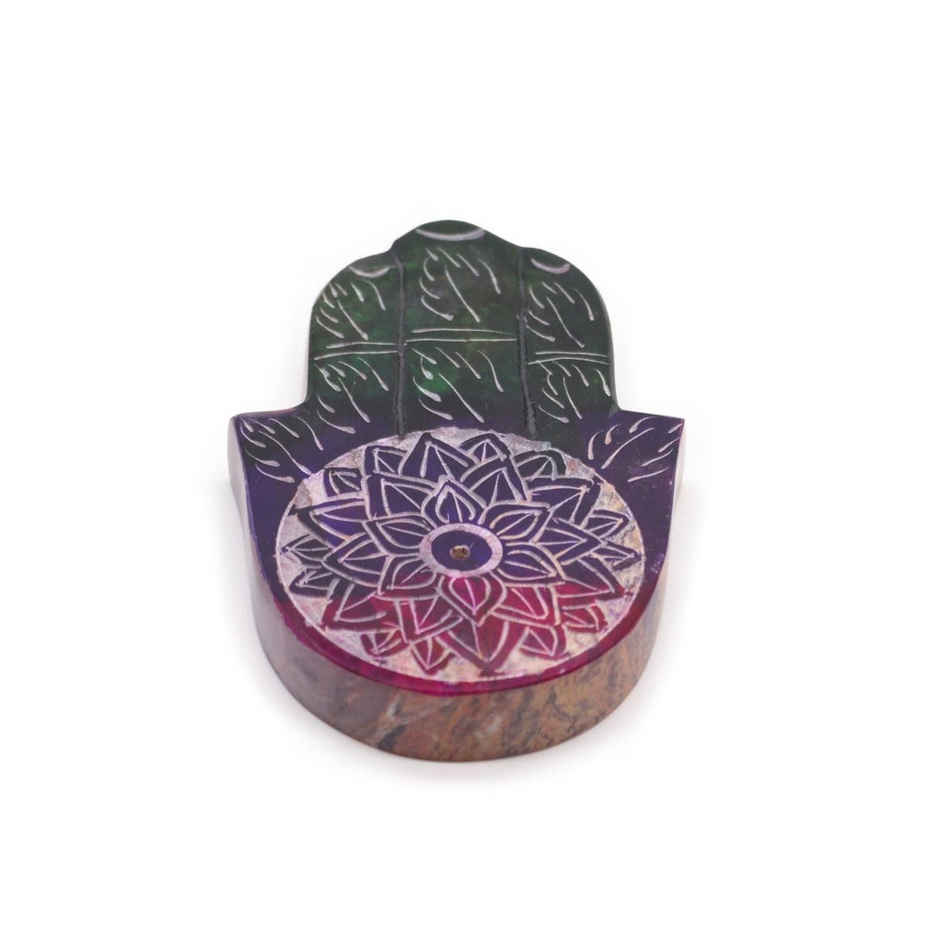 Soapstone Hamsa Incense Holder - Lotus FlowerSoapstone Incense HoldersHeart Notes