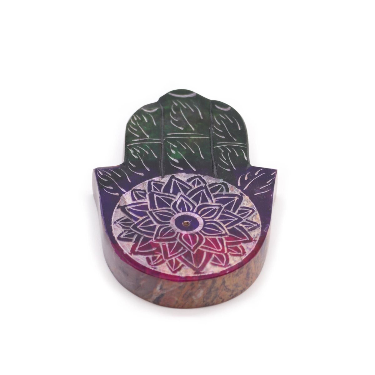 Soapstone Hamsa Incense Holder - Lotus FlowerSoapstone Incense HoldersHeart Notes