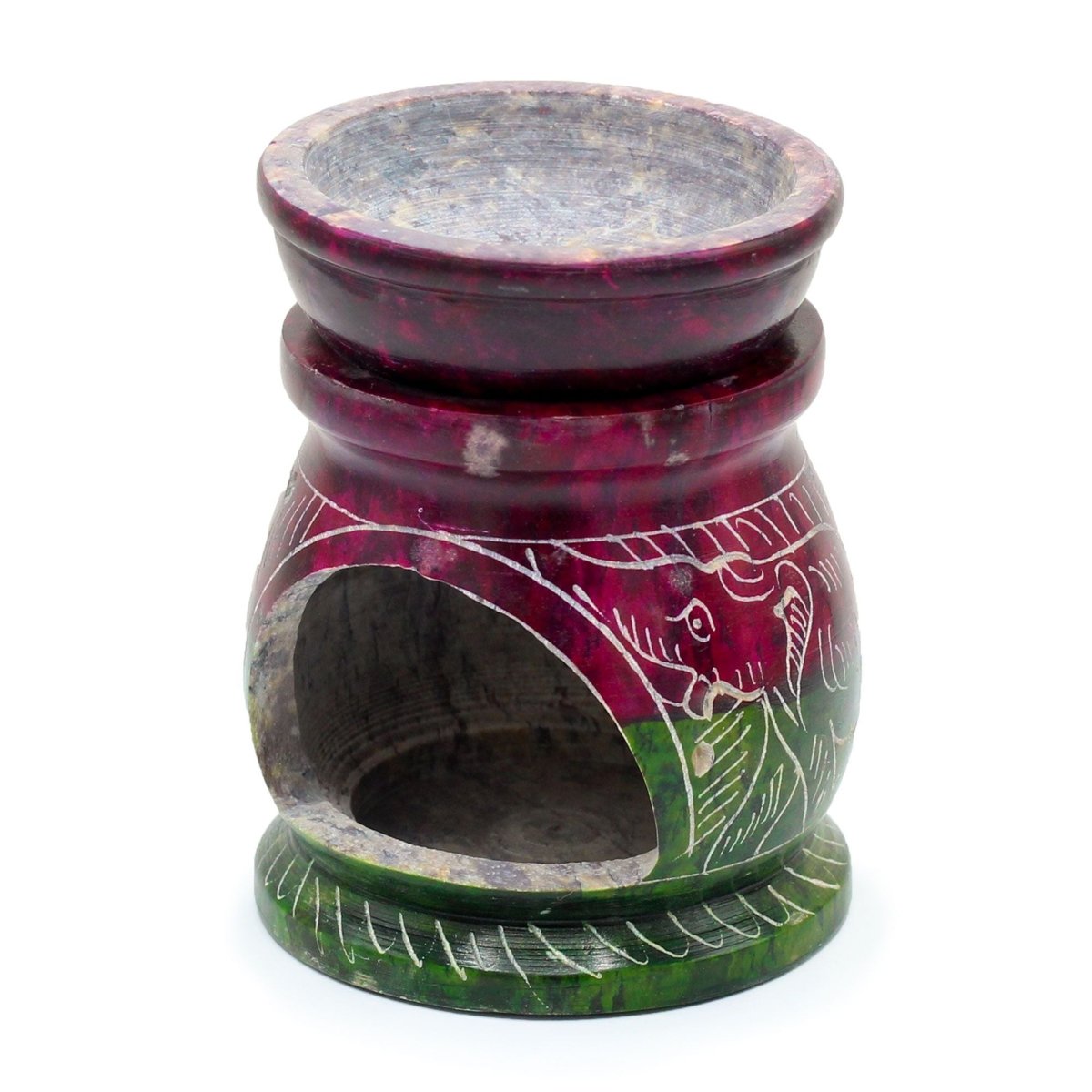 Small Coloured Soapstone Oil Burner 8cm - Om & ElephantSoapstone Oil BurnersHeart Notes