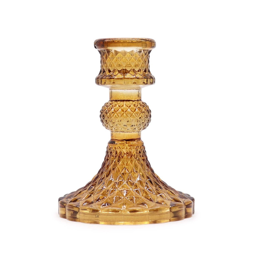 Vintage Dinner Candle Holder - Antique AmberGlass Candle Holders & JarsHeart Notes