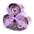Set of 3 Soap Flower Heart Box - Lavender RosesLuxury Soap FlowersHeart Notes