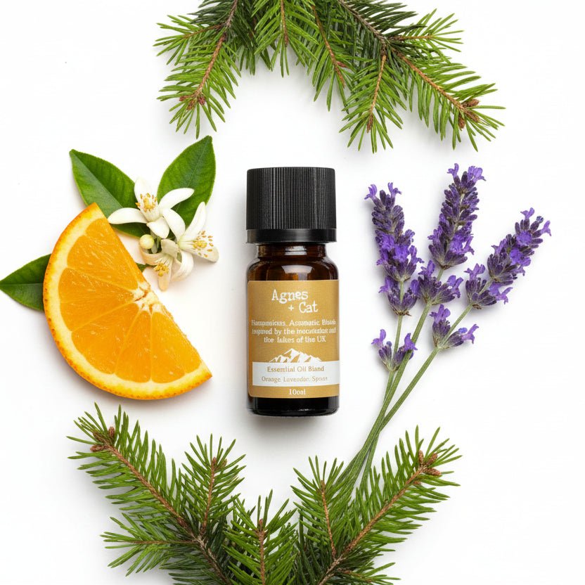 Agnes + Cat Essential Oil Blend - Skiddaw Box - Orange, Lavender & SpruceAgnes + Cat Essential Oil BlendsHeart Notes