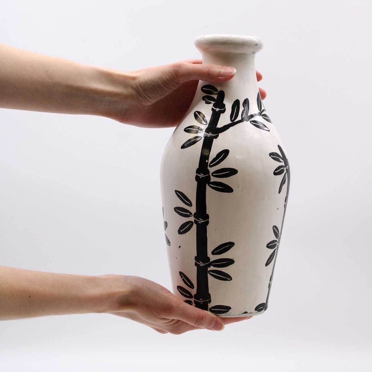 Bamboo Motif Shaped Vase - NaturalBalinese Ceramic VasesHeart Notes